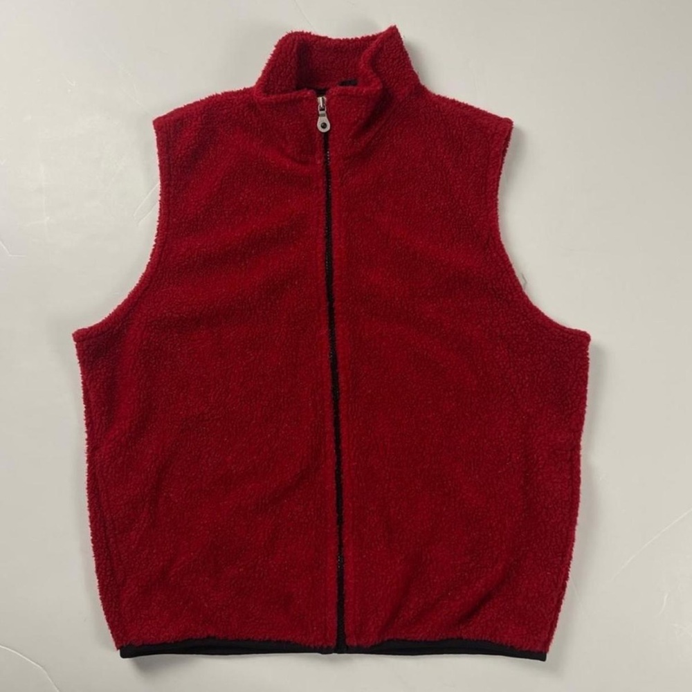 001 - VINTAGE 90s WOMENS LANDS END MADE IN USA DEEP PILE STYLE VEST JACKET